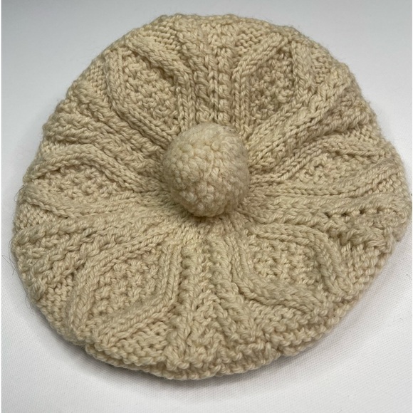 Vintage Beanie Beret Fisherman Knit Hat Chunky Ireland John Molloy Donegal Wool - Picture 1 of 12
